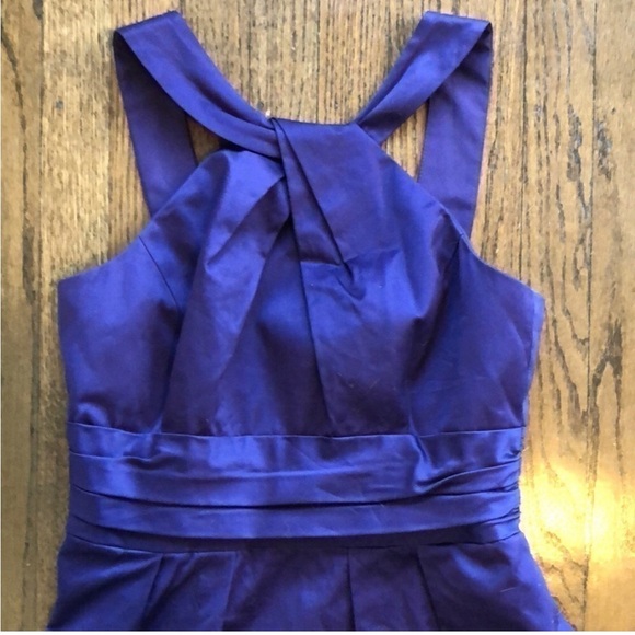 David's Bridal Purple Empire Waist Twist Halter Neck Sleeveless Dress Size 10 - Picture 4 of 7